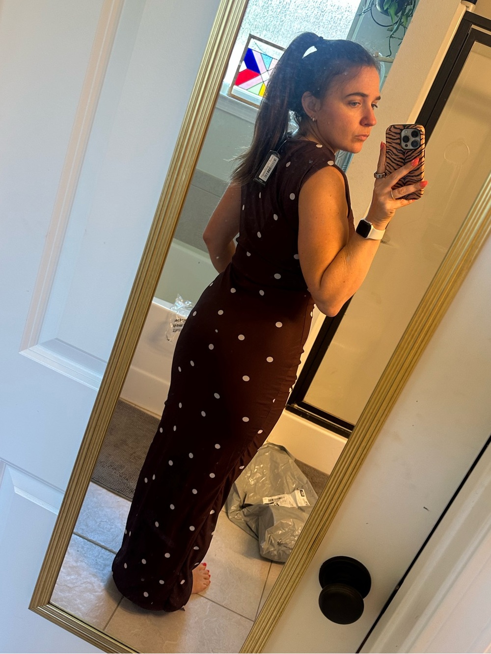PrettyLittleThing Mesh Maxi Polka Dot Dress - Picture 4 of 7
